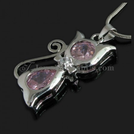 Lovely Cat Shape Alloy Pendant with Zircons