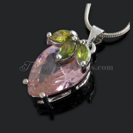 Colorful Zircons Strawberry Shape Alloy Pendant