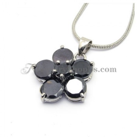 Fashion Flower Alloy Pendant with Black Zircons