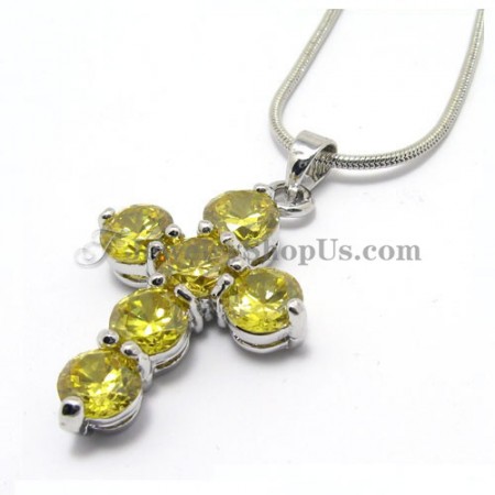 Fashion Cross Alloy Pendant with Zircons