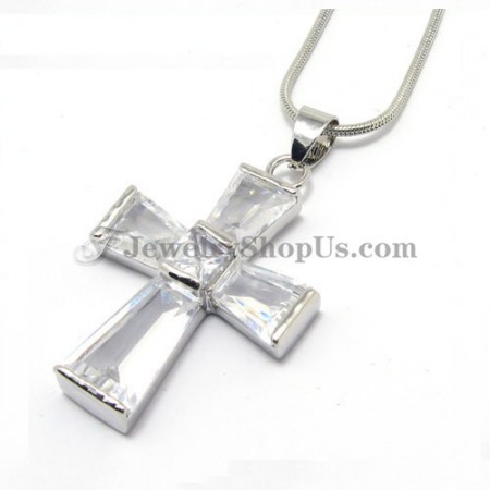 Elegant Cross Alloy Pendant with Zircons