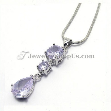 Gorgeous Drop Alloy Pendant with Purple Zircons