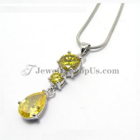 Gorgeous Drop Alloy Pendant with Yellow Zircons