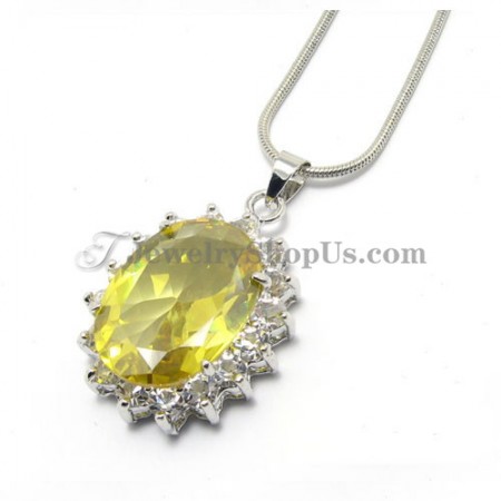 Fashion Egg Shape Yellow Zircon Alloy Pendant