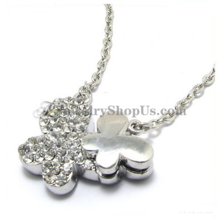 Butterflies Shape Alloy Pendant with Rhinestones