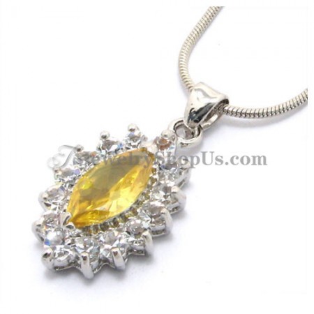 Beautiful Alloy Pendant with Rhinestones and Yellow Zircon