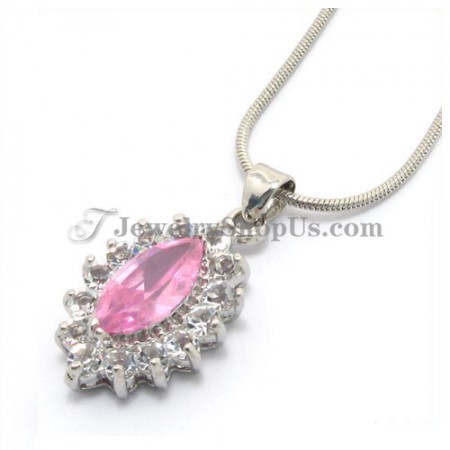 Beautiful Alloy Pendant with Rhinestones and Pink Zircon