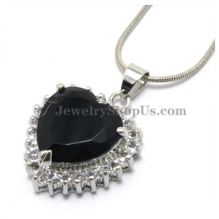 Fashion Heart Shape Alloy Pendant with Black Zircon