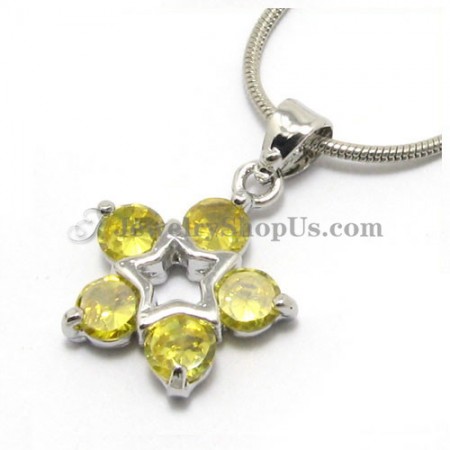 Beautiful Star Shape Alloy Pendant with Yellow Zircons