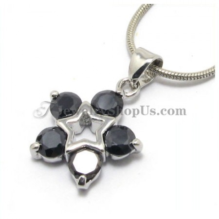 Beautiful Star Shape Alloy Pendant with Black Zircons