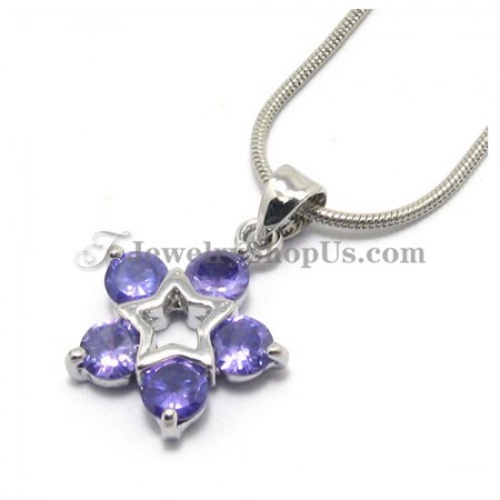 Beautiful Star Shape Alloy Pendant with Purple Zircons