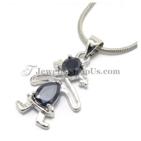 Lovely Little Girl Alloy Pendant with Black Zircons