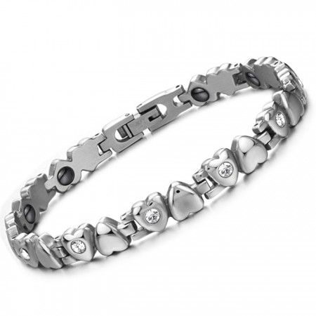 Superior Quality Female Sweetheart Titanium Bracelet With Rhinestone