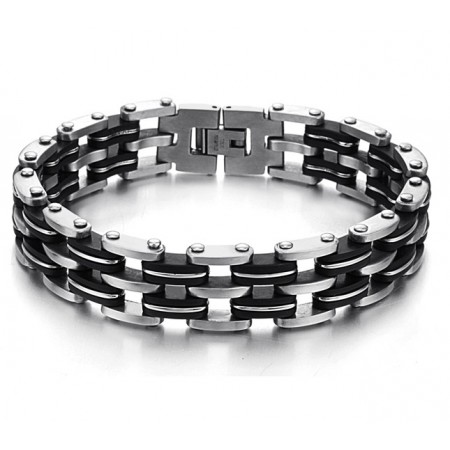 Quality and Quantity Assured Male Titanium Silicone Bracelet 