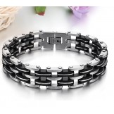 Quality and Quantity Assured Male Titanium Silicone Bracelet 