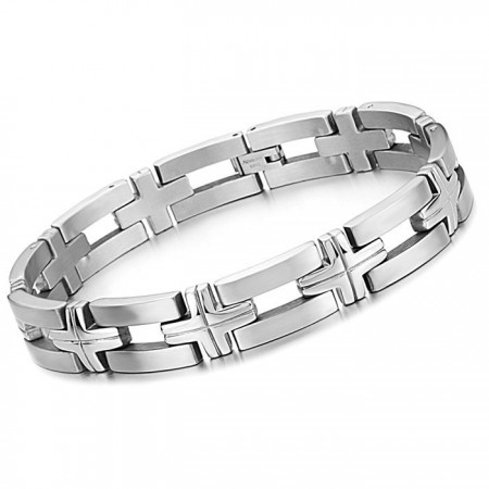 High Quality Male Cross Titanium Bracelet 