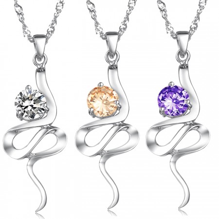 Reliable Reputation Female Purple Platinum Plating Titanium Necklace With Rhinestone