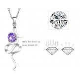 Reliable Reputation Female Purple Platinum Plating Titanium Necklace With Rhinestone