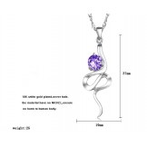 Reliable Reputation Female Purple Platinum Plating Titanium Necklace With Rhinestone