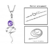 Reliable Reputation Female Purple Platinum Plating Titanium Necklace With Rhinestone