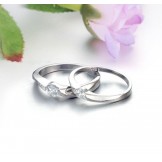 Quality and Quantity Assured Platinum Plating Titanium Ring For Lovers With Rhinestone