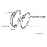 Quality and Quantity Assured Platinum Plating Titanium Ring For Lovers With Rhinestone