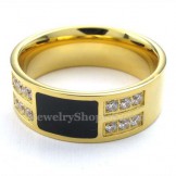 Gold Titanium Ring with White Zircon