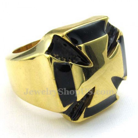 Gold Titanium Cross Ring