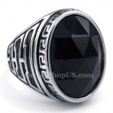 Mens Titanium Ring with Black Zircon