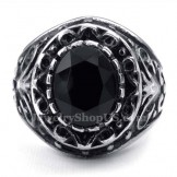 Mens Titanium Ring with Black Zircon