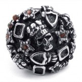 Titanium Skull Ring with Red Zircon