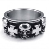 Titanium Round Cross Skull Ring