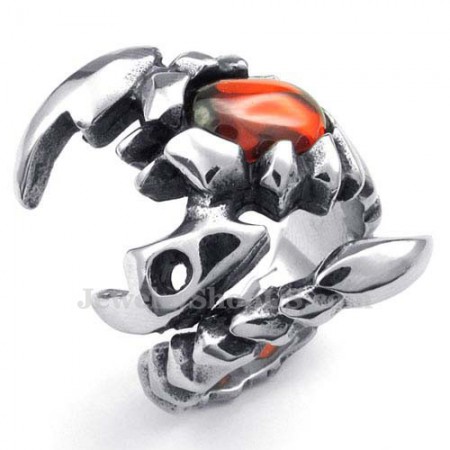 Titanium Scorpion Ring with Red Zircon