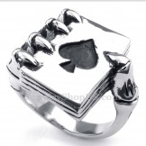 Titanium Skeleton Ghost Hand Spades Poker Finger Ring