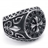 Titanium Ring with Black Rhinestone