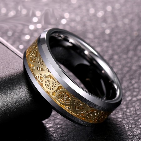 Men Fashion Personality Tungsten Rings with Dragon Patterns 