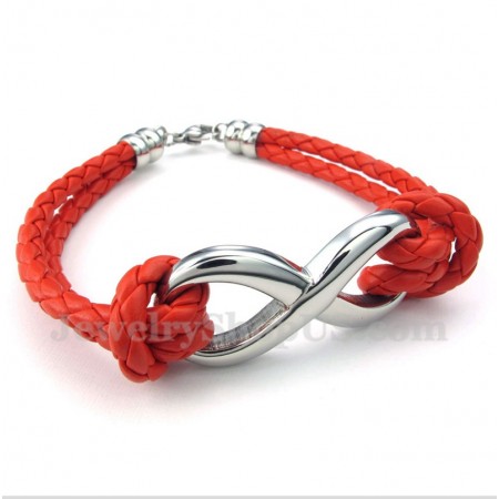 Men's Titanium Infinity Symbol Leather Bracelet