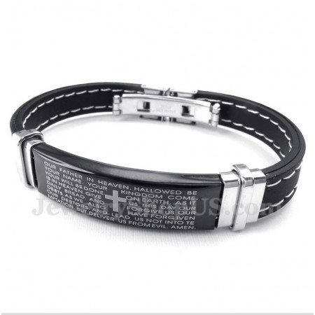 Men's Titanium Bible Verse Rubber Bracelet