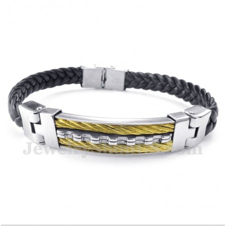 Men's Titanium Leather Bracelet