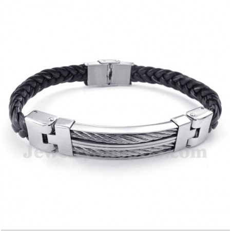 Men's Titanium Leather Bracelet