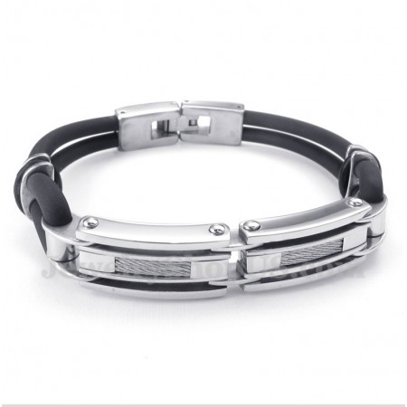 Men's Titanium Rubber Cable Bracelet