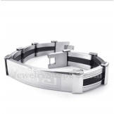 Men's Titanium Rubber Greek Meander Pattern Bracelet