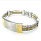 Men's Titanium Greek Meander Pattern Cable Bracelet