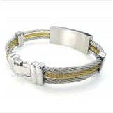 Men's Titanium Greek Meander Pattern Cable Bracelet