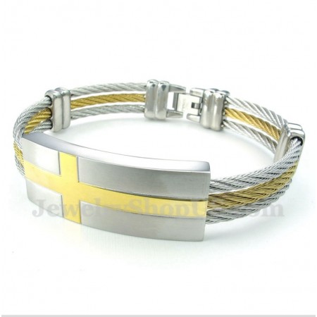 Men's Titanium Cross Cable Bracelet