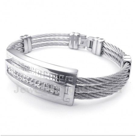 Men's Titanium Diamond Cable Bracelet