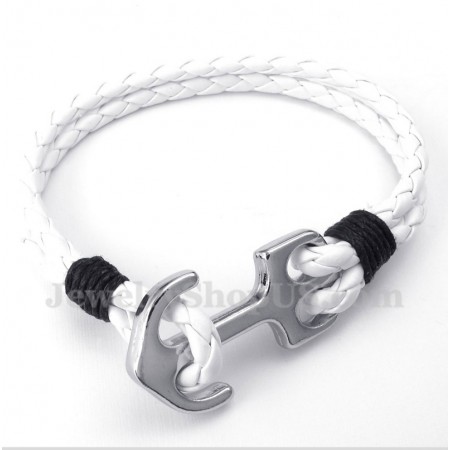 Men's Leather Anchor Bracelet