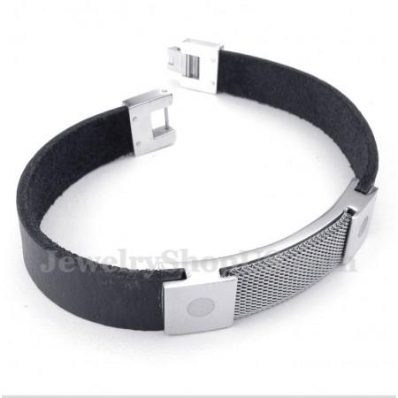 Men's Titanium Armor Mesh Leather Bracelet