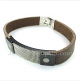 Men's Titanium Armor Mesh Leather Bracelet