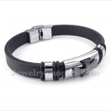 Men's Titanium Greek Meander Pattern Cross Rubber Bracelet